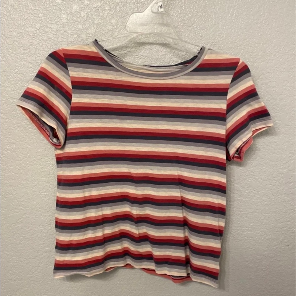 American Eagle striped cropped tee